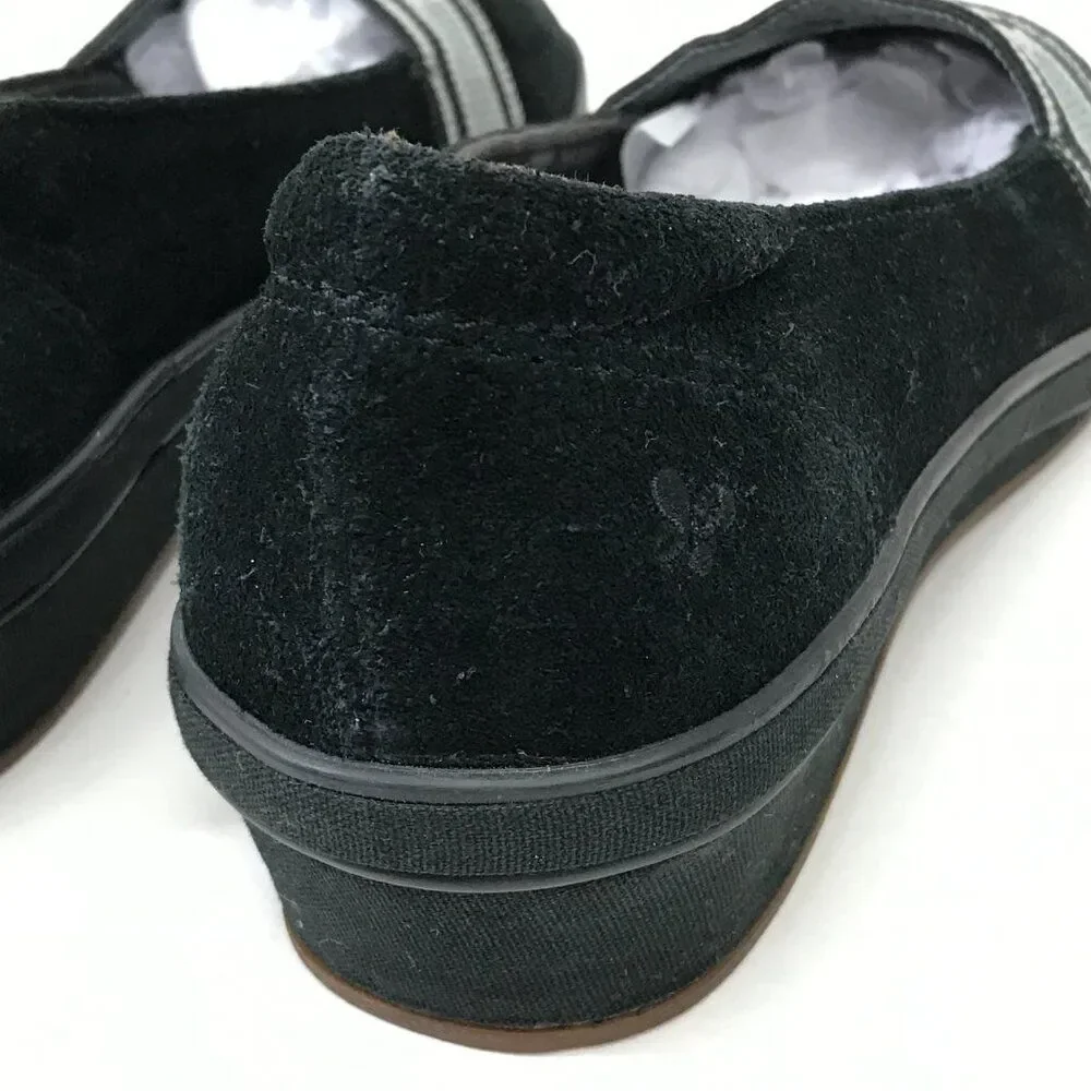 Grasshoppers Suede Ortholite Wedge Loafer Women's Size 8M Black Aztec Casual